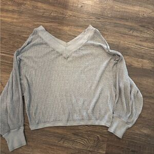 We The Free Light Gray V-Neck Sweater